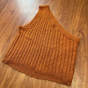 anthropologie asymmetrical knit crop top